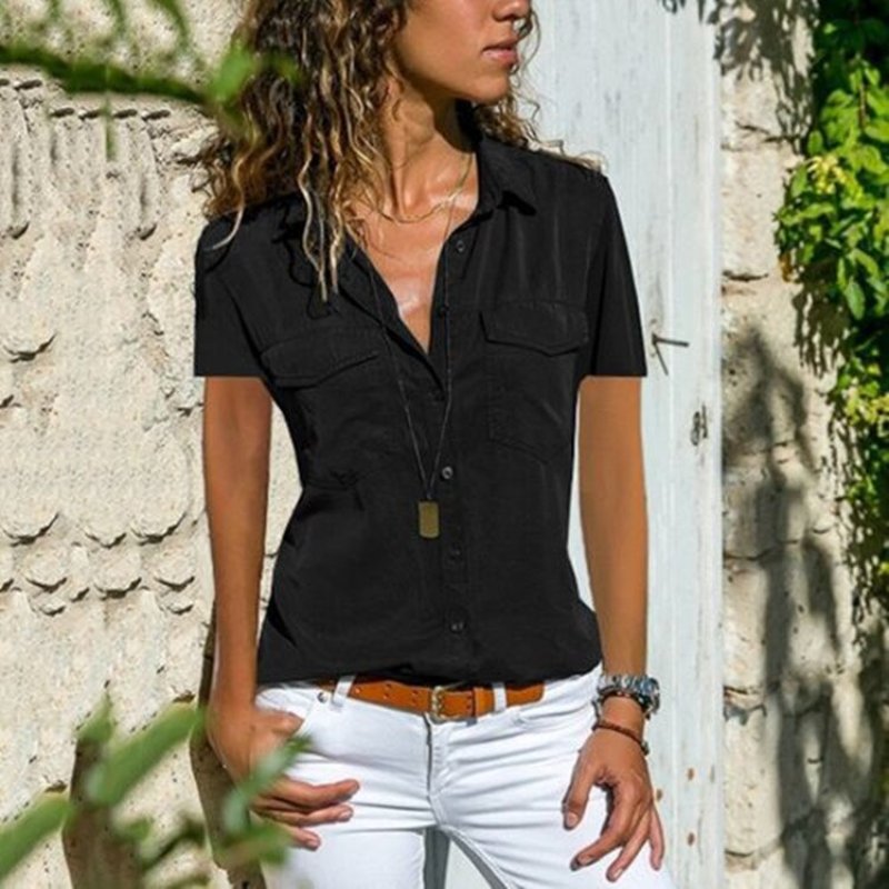 Florence - Kurzärmelige Streetwear-Bluse Schwarz