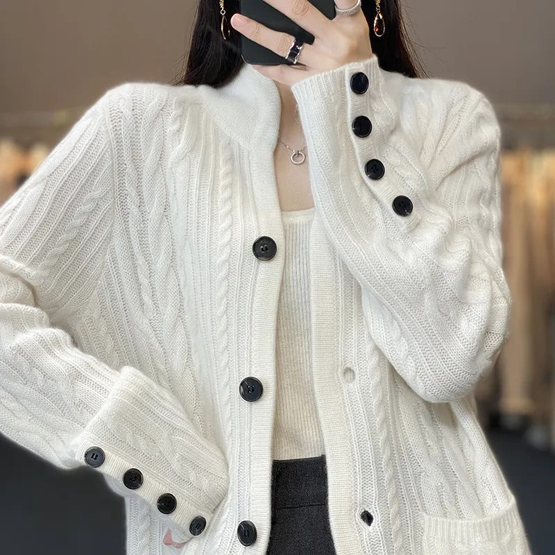 Shana - Weiß Pullover Strickjacke