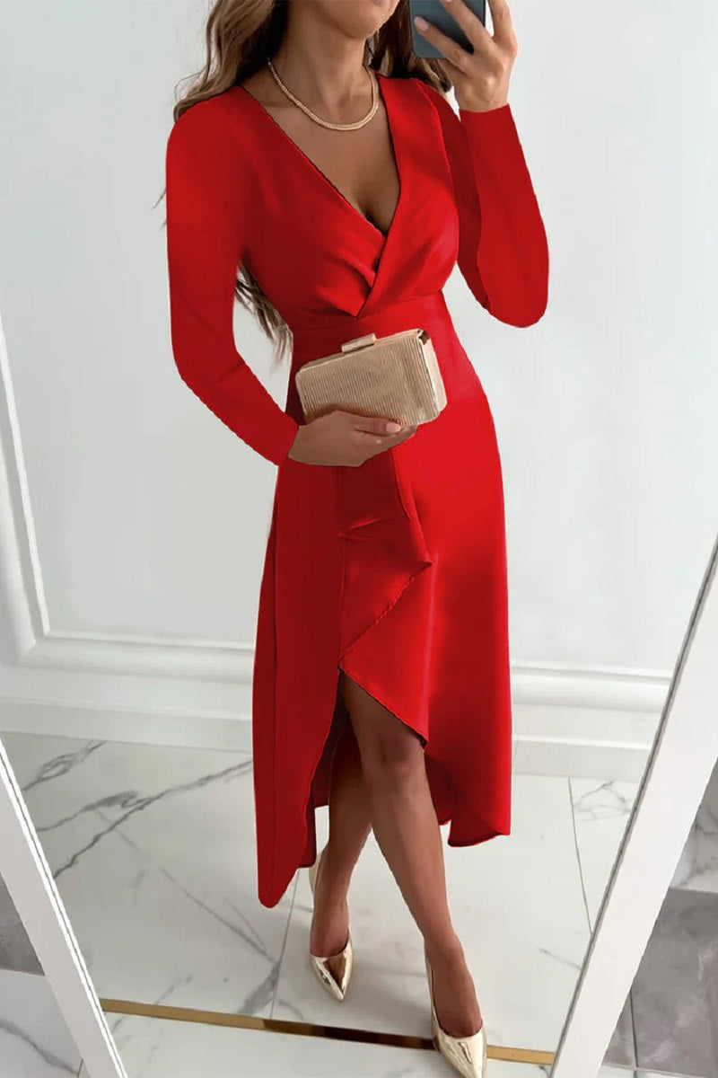 Queencie - Elegantes plissiertes einfarbiges Kleid