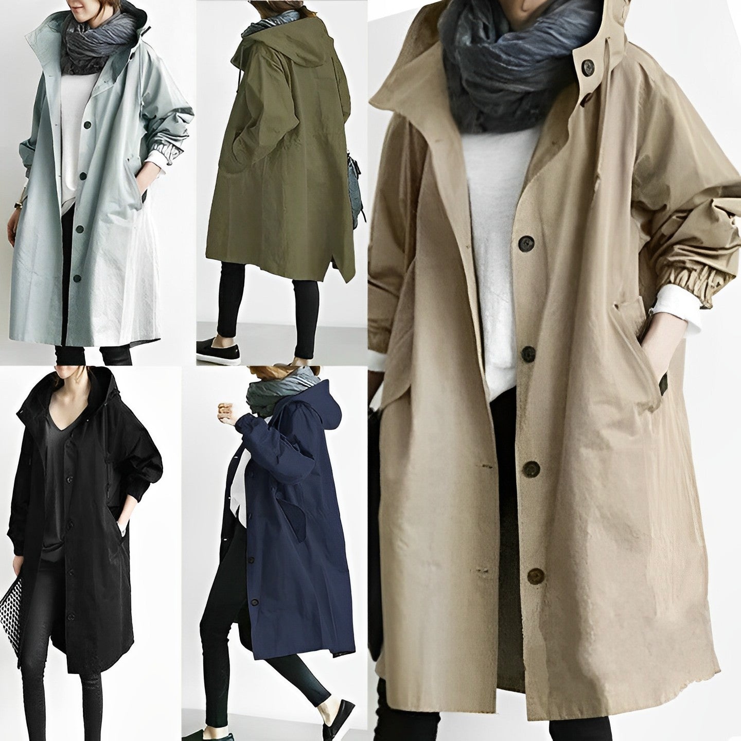 Jean DuraCoat Lange Kapuzen Windbreaker jacke