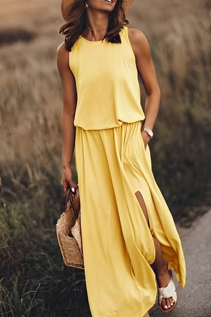 Jessica- Elegantes Freizeitkleid Gelb