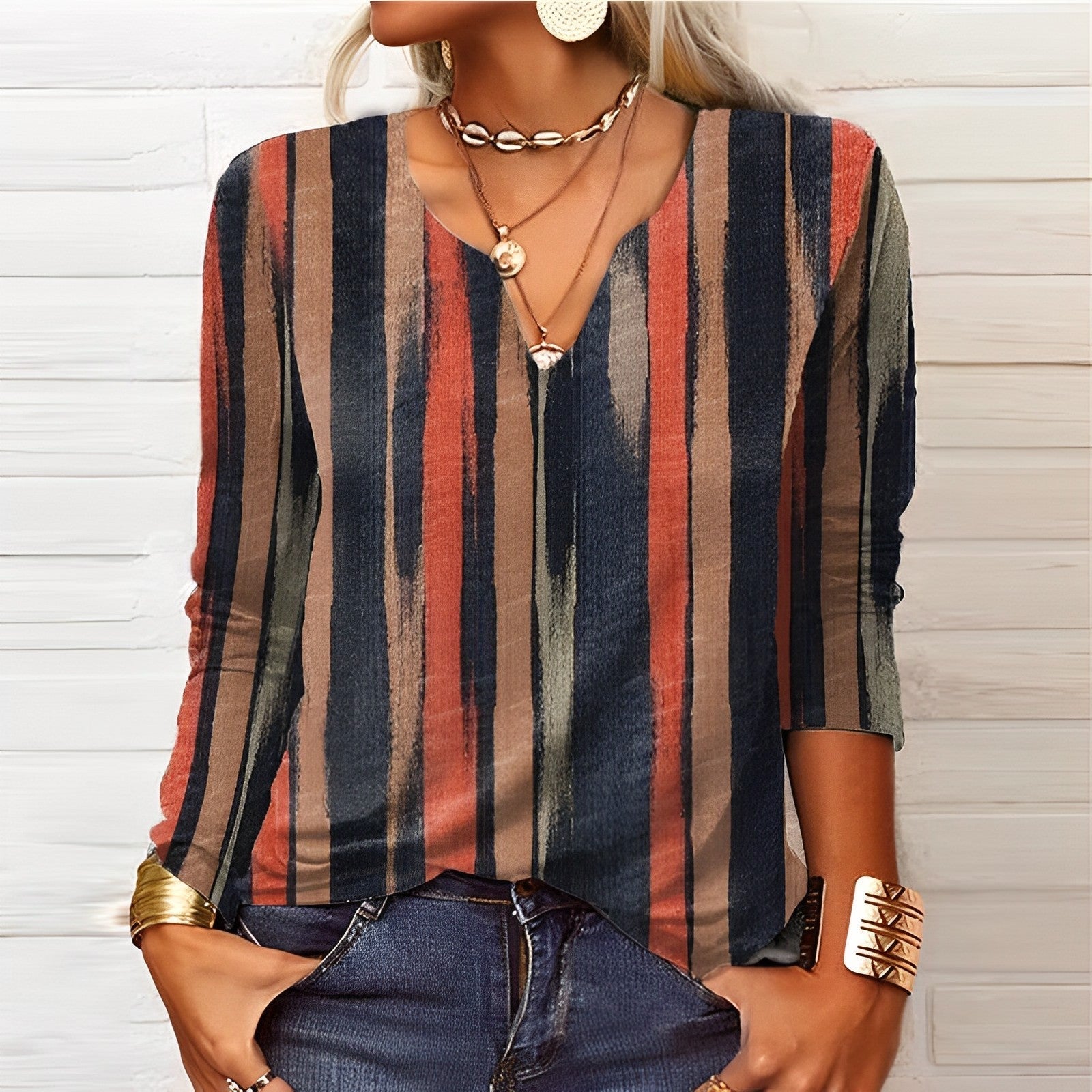 Jocelyn -Myrtle Stylische Langarmbluse Orange