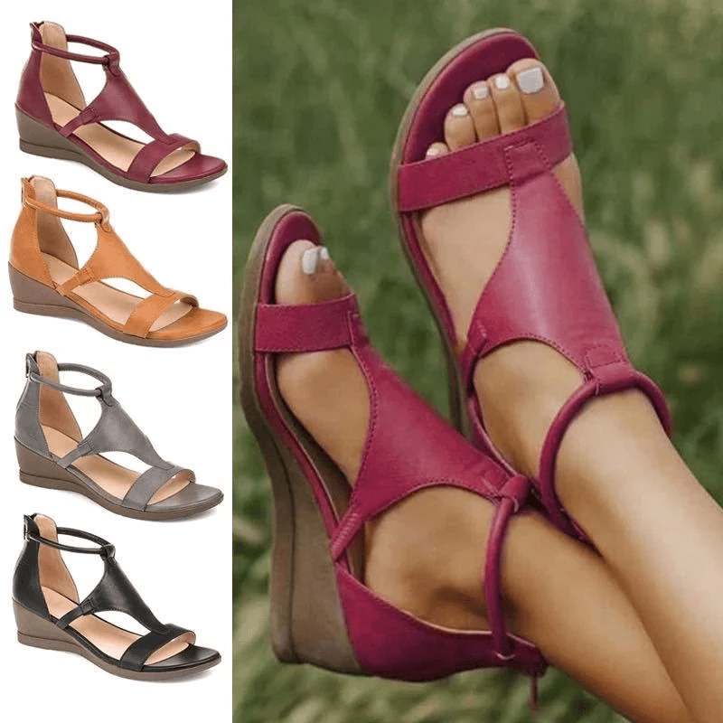 Julia- MoonFeet Orthopädische Keilsandalen Rot 1