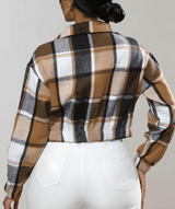Vermie - Karierte Jacke mit Reißverschluss für Damen mit vollen Ärmeln und Taschen