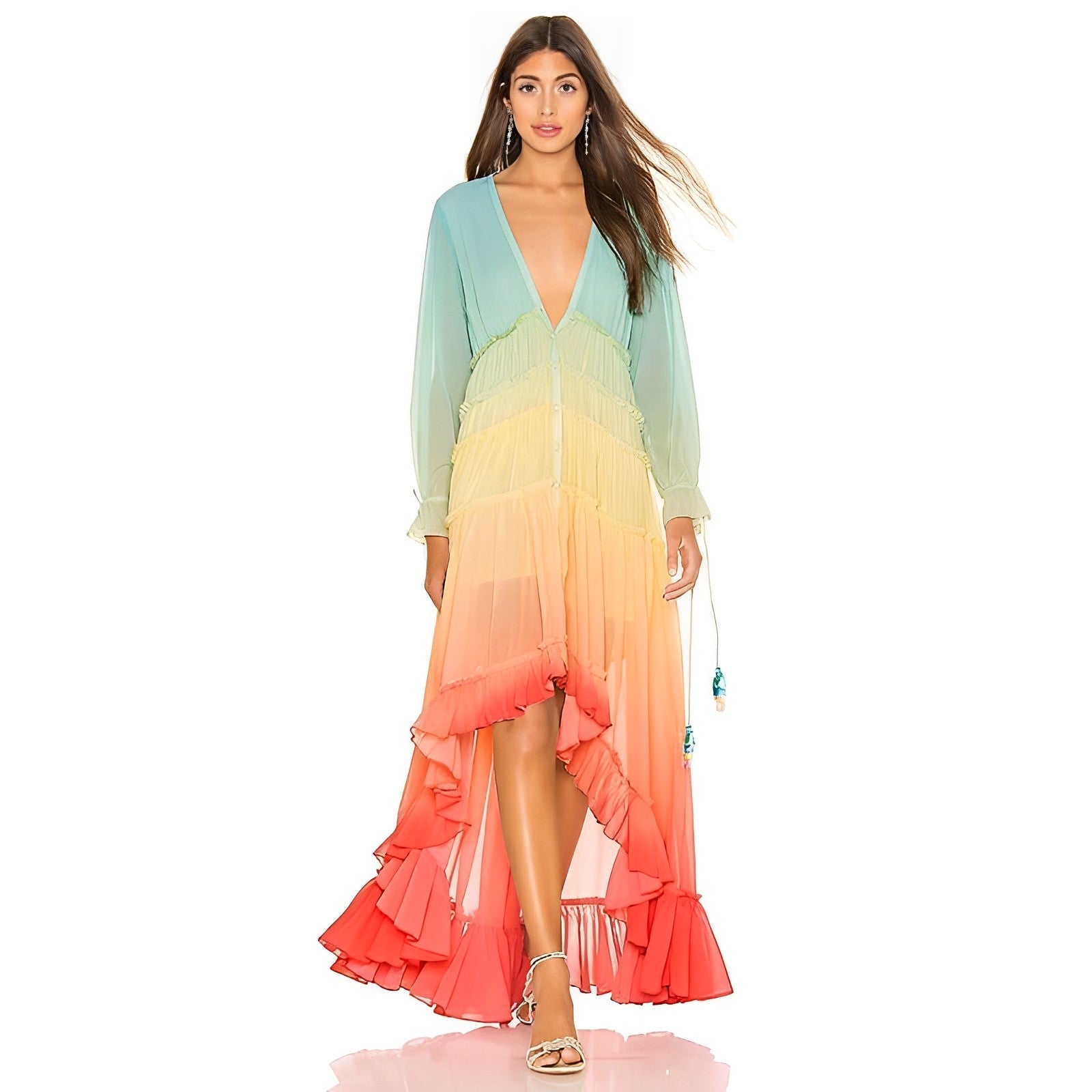 Rainbow Love Langes verträumtes Maxikleid
