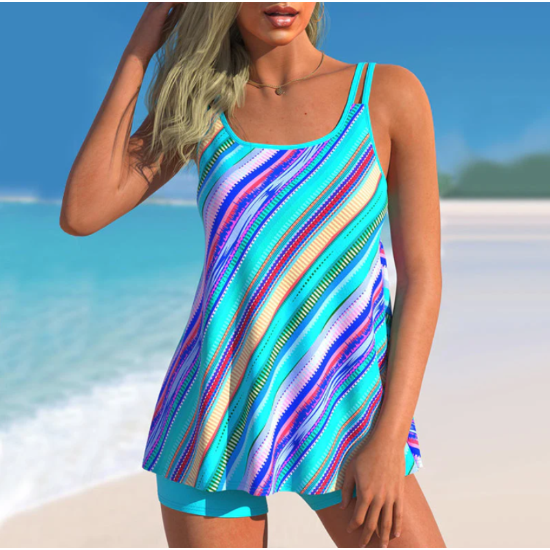 Heat Wave Sexy gestreifter Druck Tankini