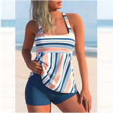 Heat Wave Sexy gestreifter Druck Tankini