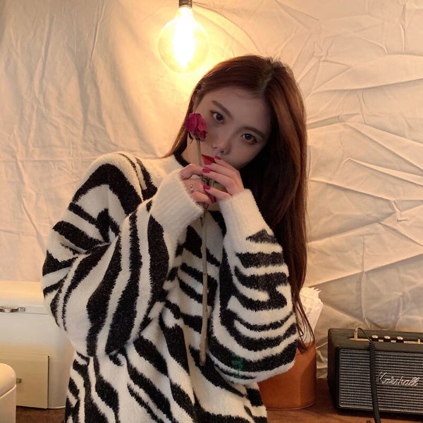 Hana - Zebra Druck Lose Pullover