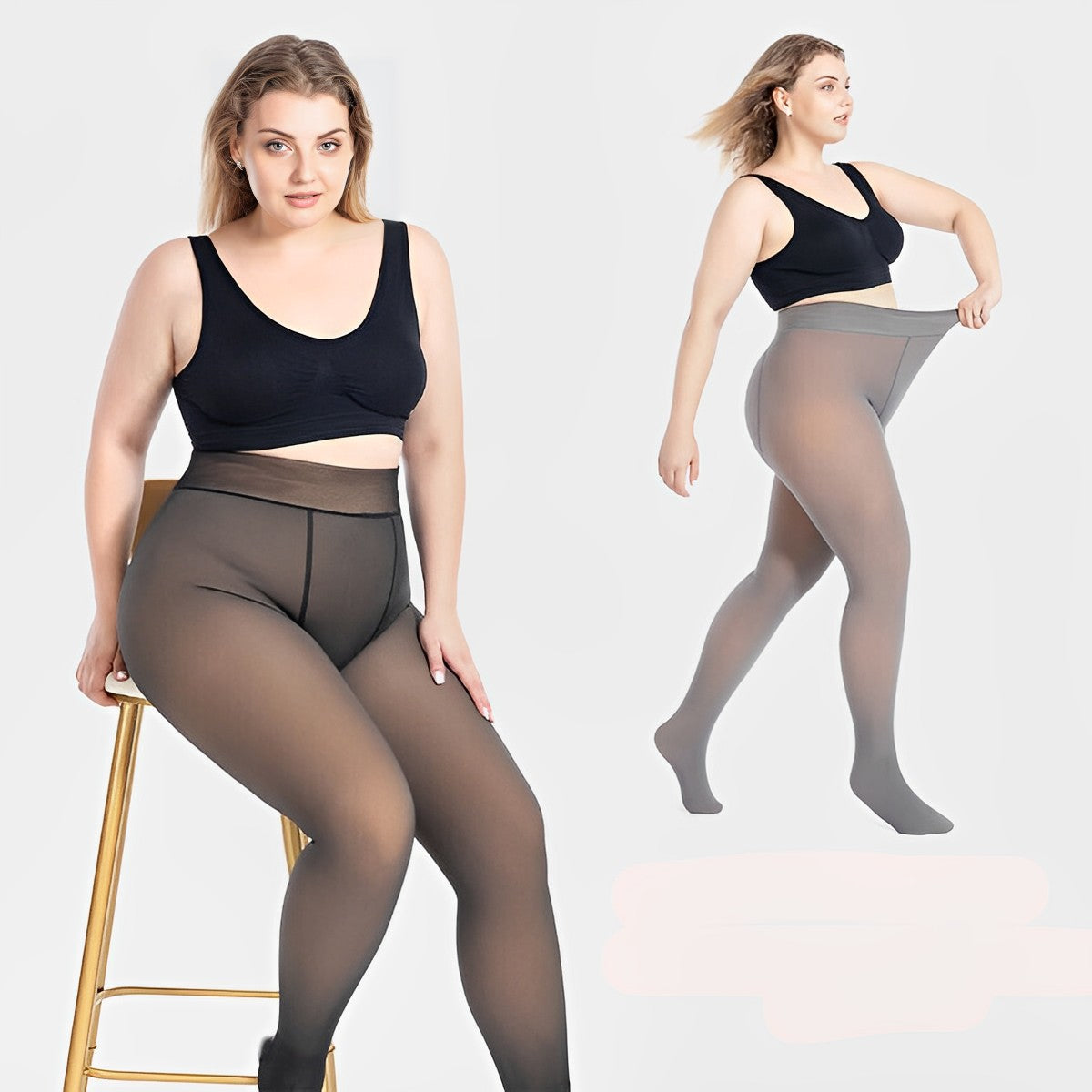 Sexy Thermal Fleece-Strumpfhose Grau