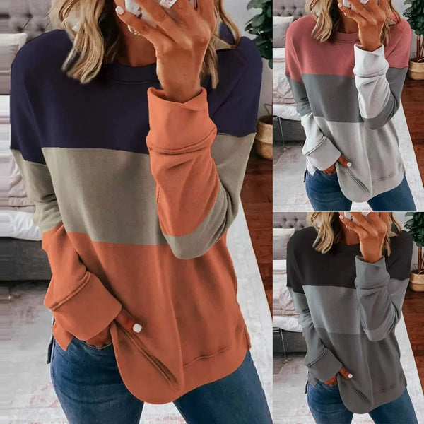 Leah - Trendy Blockfarben Pullover