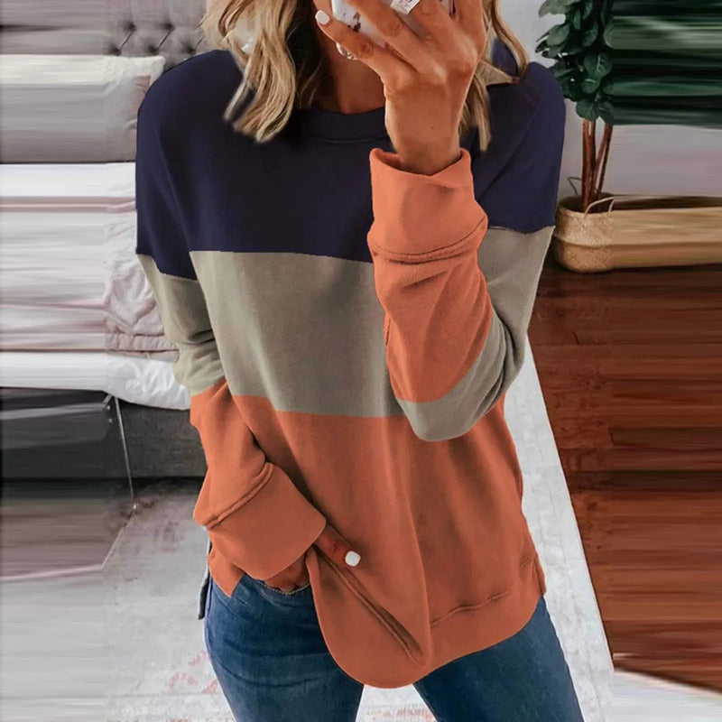 Leah - Trendy Blockfarben Pullover