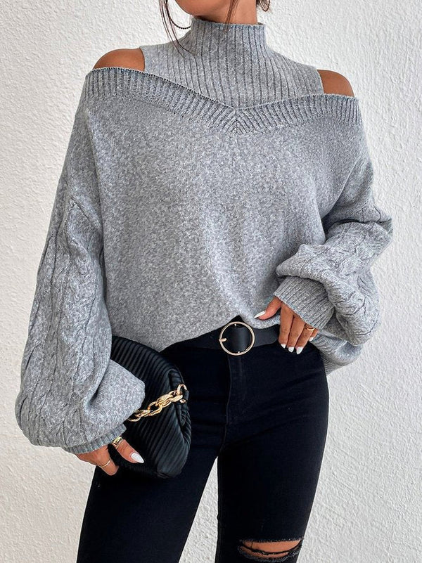 Off - Shoulder Sexy Rollkragenpullover aus Strick