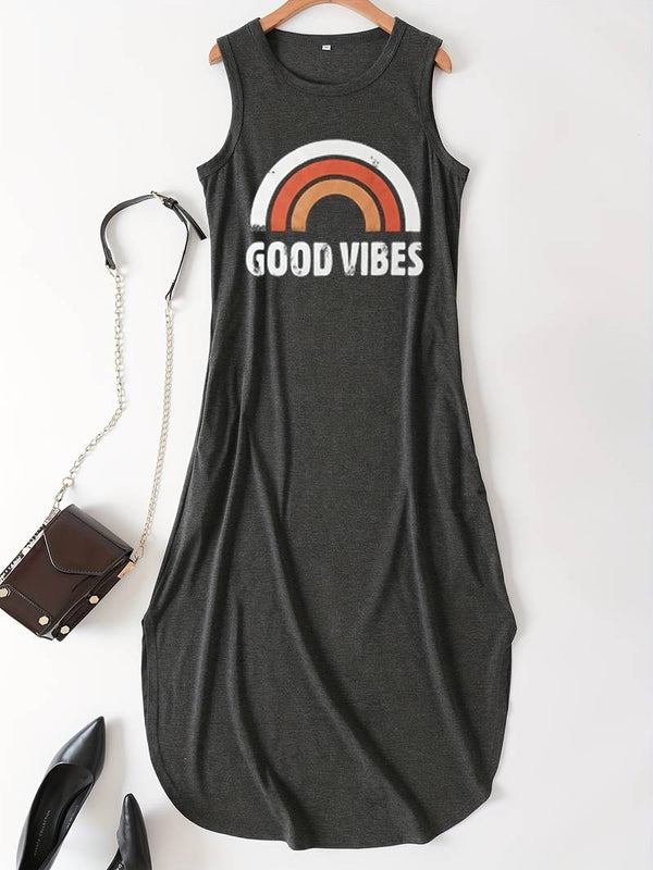 Good Vibes - Langes Kleid mit Buchstabendruck