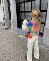 Erwina - Bunte Patchwork-Strickjacke für Frauen