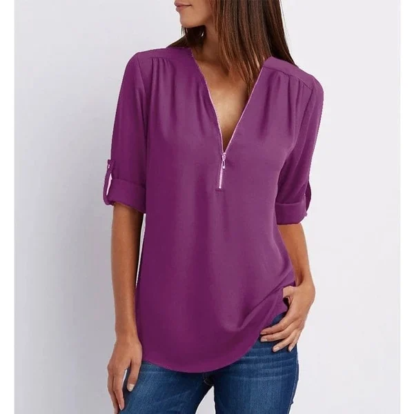 Chaira - Elegante V-Ausschnitt Bluse