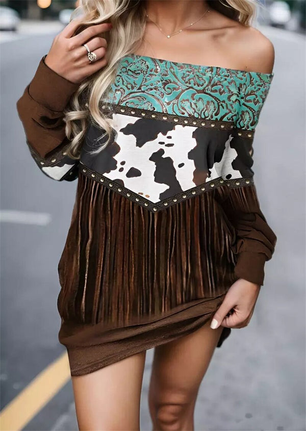 Western Cow - Schulterfreies Kleid