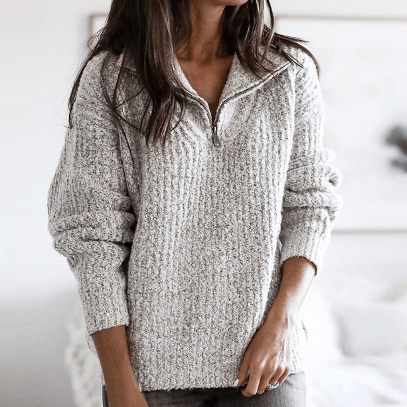 Miley Halber Reißverschluss Strickpullover