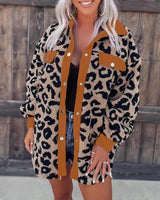 Izza - Leopardenhemd Lange Jacke
